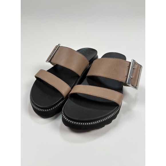 Sorel Sandals Women’s Size 6 | Tan Leather Double Strap Slide with Buckle - Picture 2 of 4